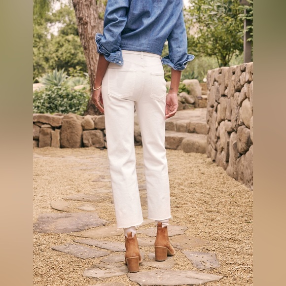Frank & Eileen Monaghan Jeans Crop Raw Hem Off White Cream 27 Straight. - Picture 2 of 12